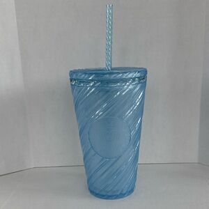 NWT Starbucks Summer 2024 16 oz Light Blue Pearl Swirl Grande Cold Cup Tumbler